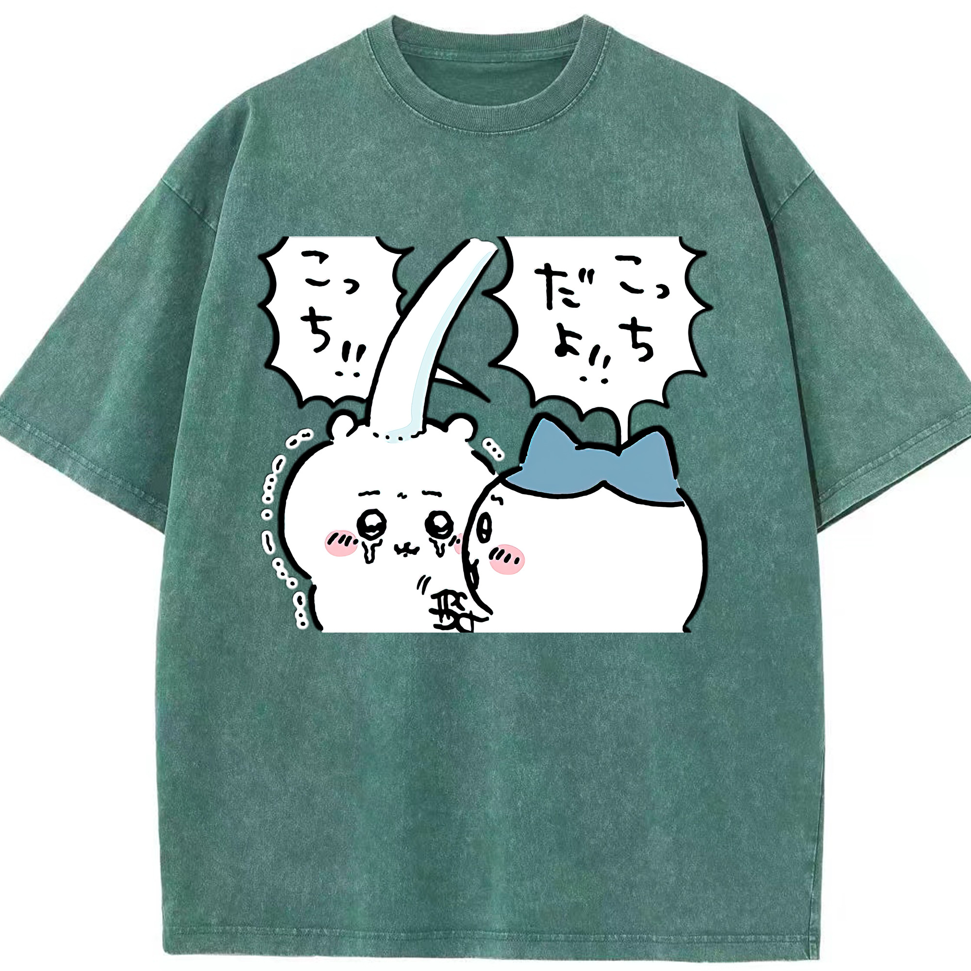 （画像用） ちいかわ ハチワレ Chii-kawa hachiware 綿100% ヴィンテージ風 半袖Tシャツ（フロントプリント）